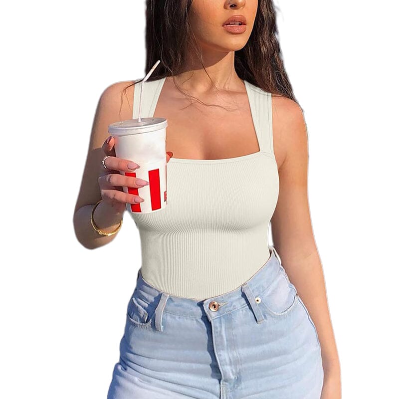 Carina – body acanalado con escote cuadrado