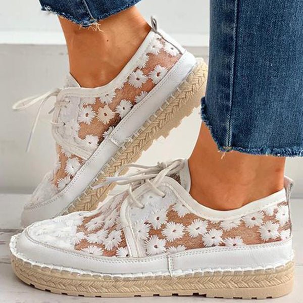 Jasmin - Lässige floral Schnürschuhe