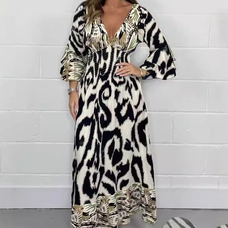 Gry – vestido de manga larga con escote en V profundo