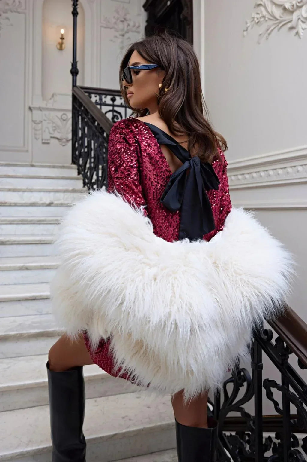 Theresa – vestito glitter con nodo a fiocco