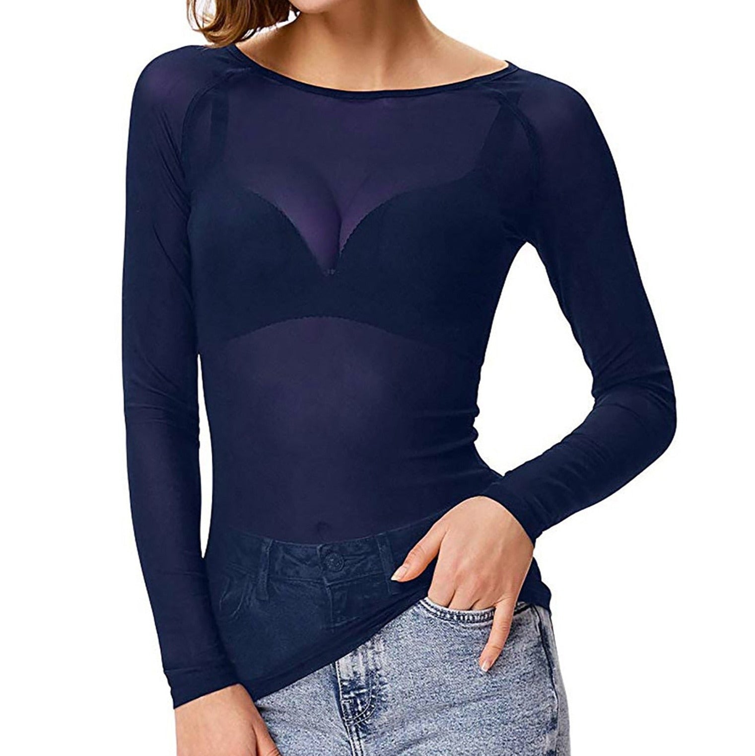 Lara – Top de red de manga larga