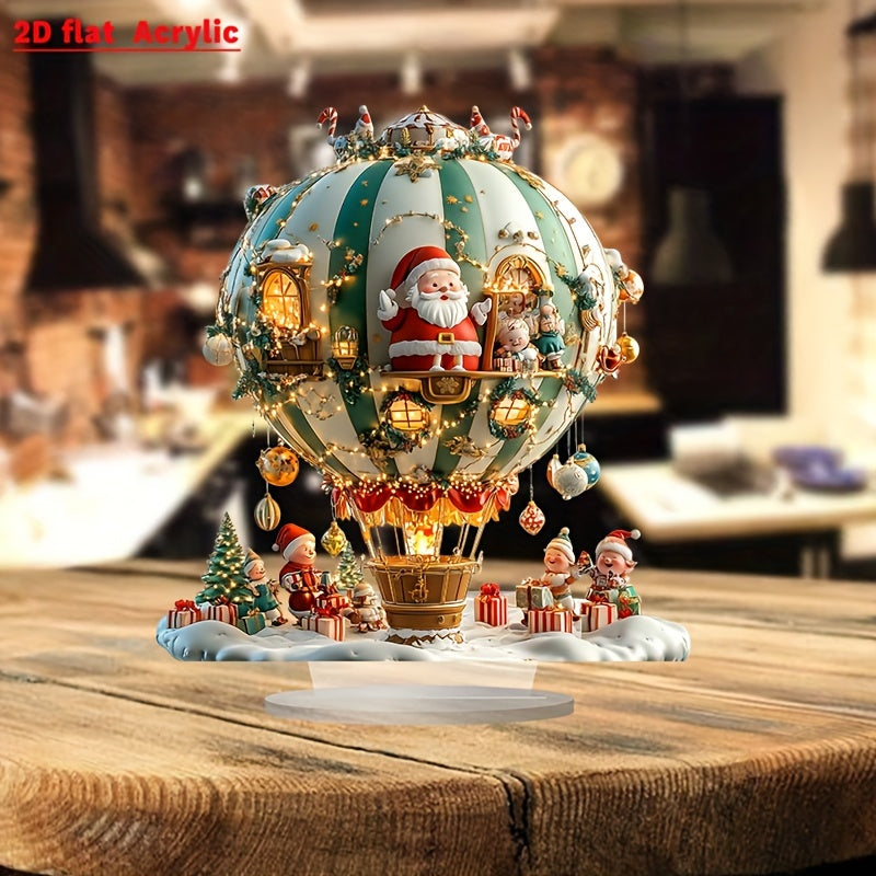 Boho-Stil Weihnachtsmann und Elfen im Weihnachtsballon Acryl-Dekoschild