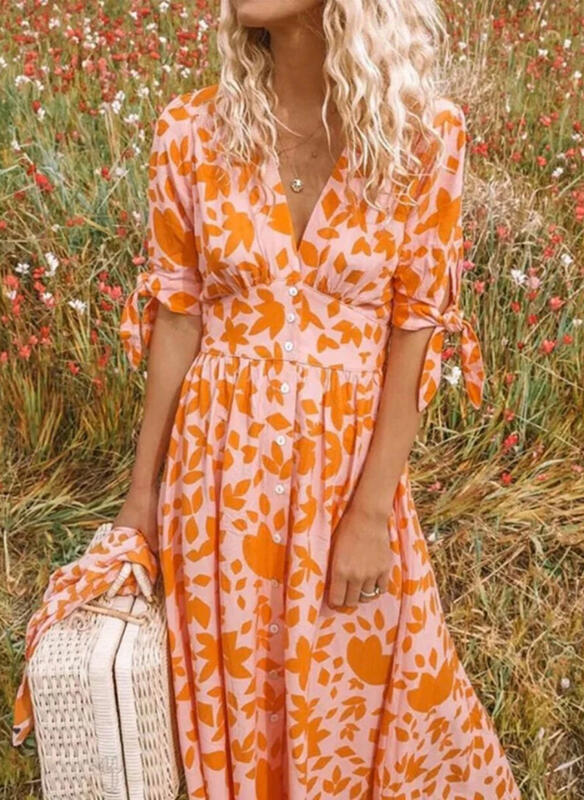 Yvonne - Elegantes Kleid mit V-Ausschnitt und kurzen Ärmeln