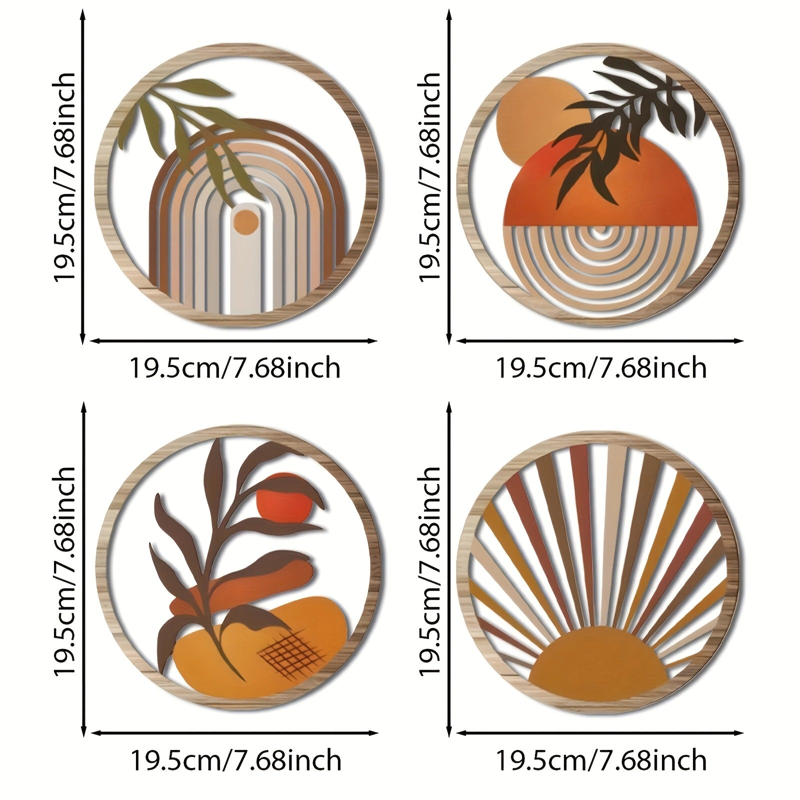 RuralAura Boho Holz-Wandkunst Set – Rustikale geschnitzte hängende Skulpturen