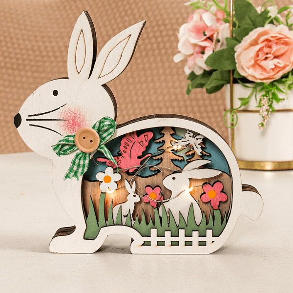 EasterGlow – Leuchtende laggedrehte Hasenfiguren mit sanften LED-Elementen