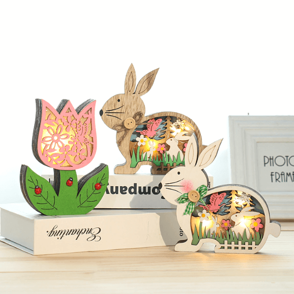 EasterGlow – Leuchtende laggedrehte Hasenfiguren mit sanften LED-Elementen