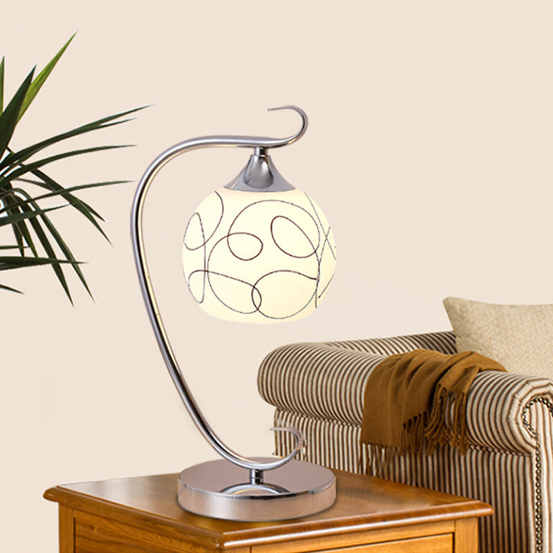 Orbola – Klassische weiße Glas-Kugeltischlampe