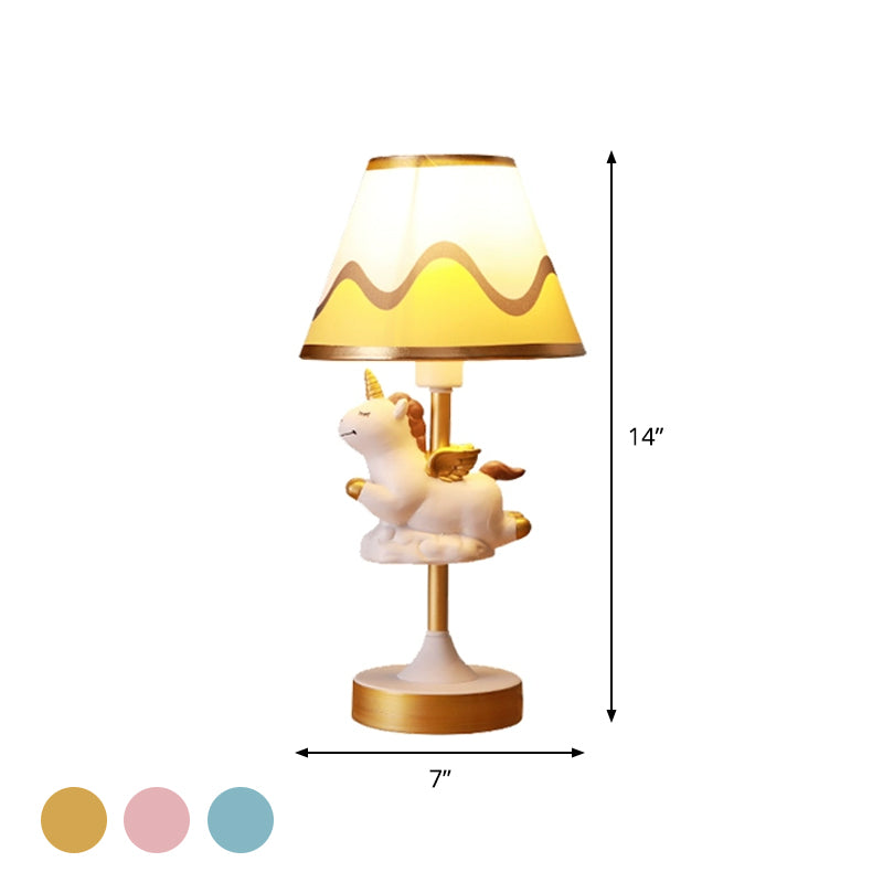 Twinklehorn – Einhorn Tischlampe mit Stoffschirm für Arbeitszimmer