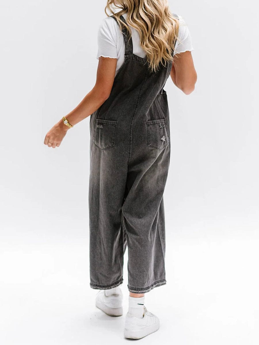Finja - Ärmeloser Jumpsuit aus weitem Denim