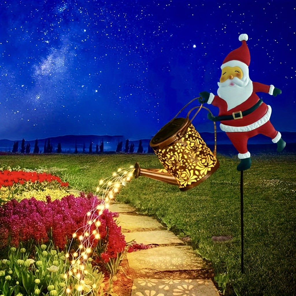 Solarbetriebene Weihnachtsmann-Teekanne Gartenlichter