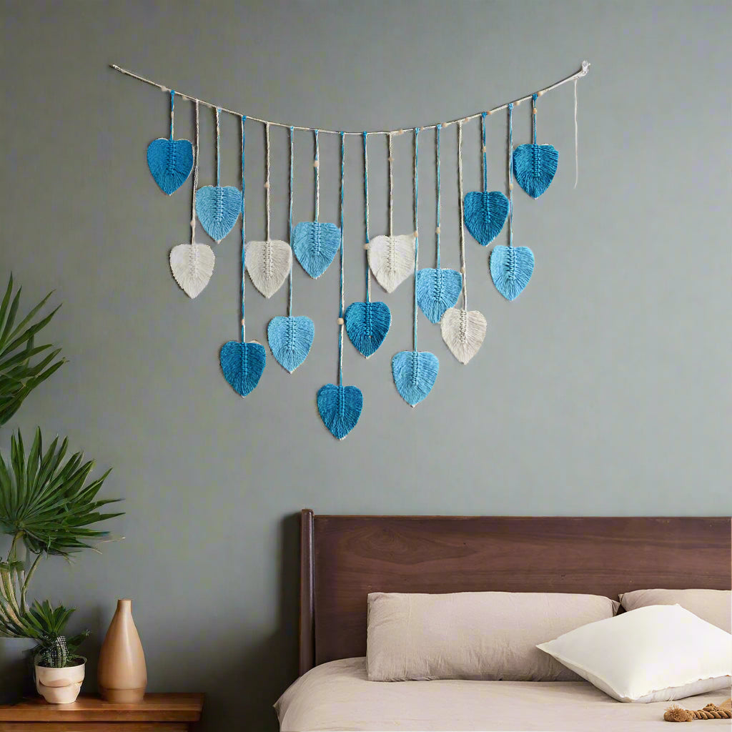 BohoBloom - Handgewebter Blattgirlande Wandbehänge