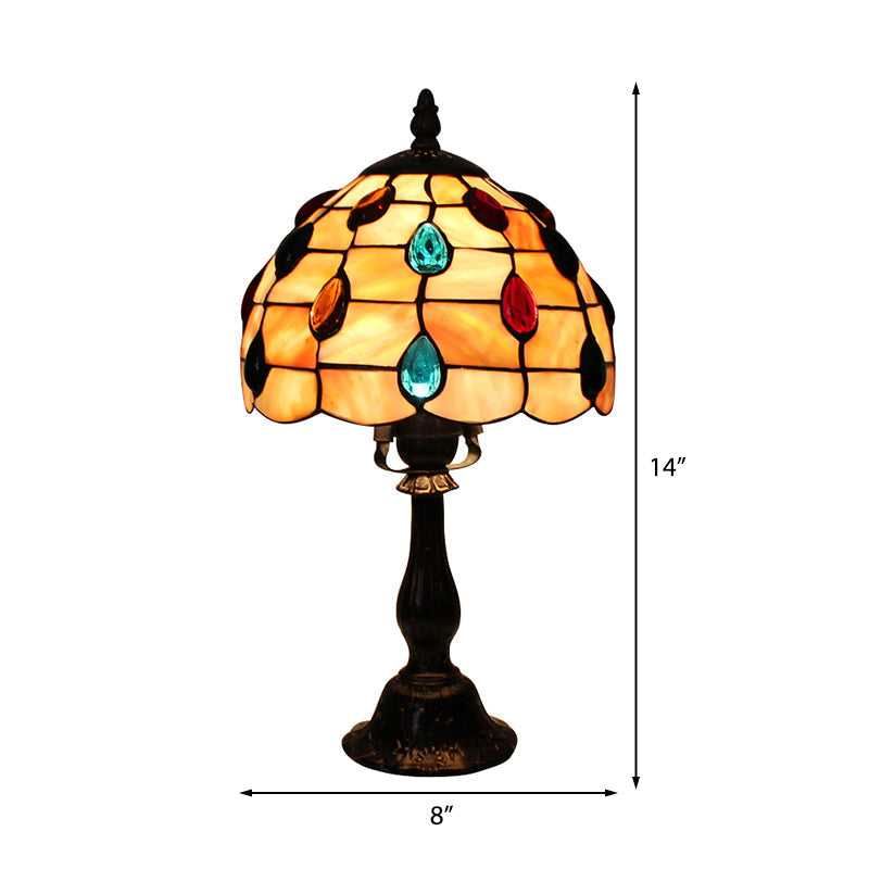 OpalGlow - Breite Muschelschale Tischlampe mit Tropfen Schmuck