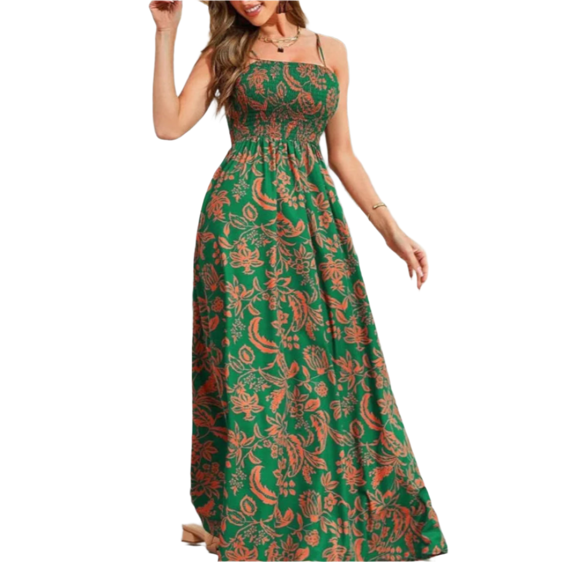 Alana - Spaghetti-Träger Flohende Maxikleid