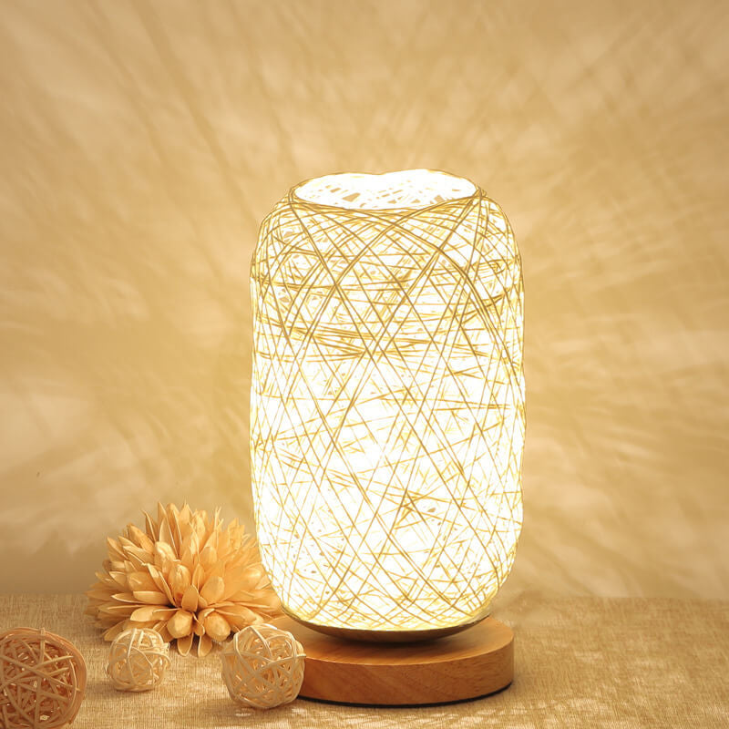 Dimmbar und dekorative Rattan-Kugel LED Tischlampe