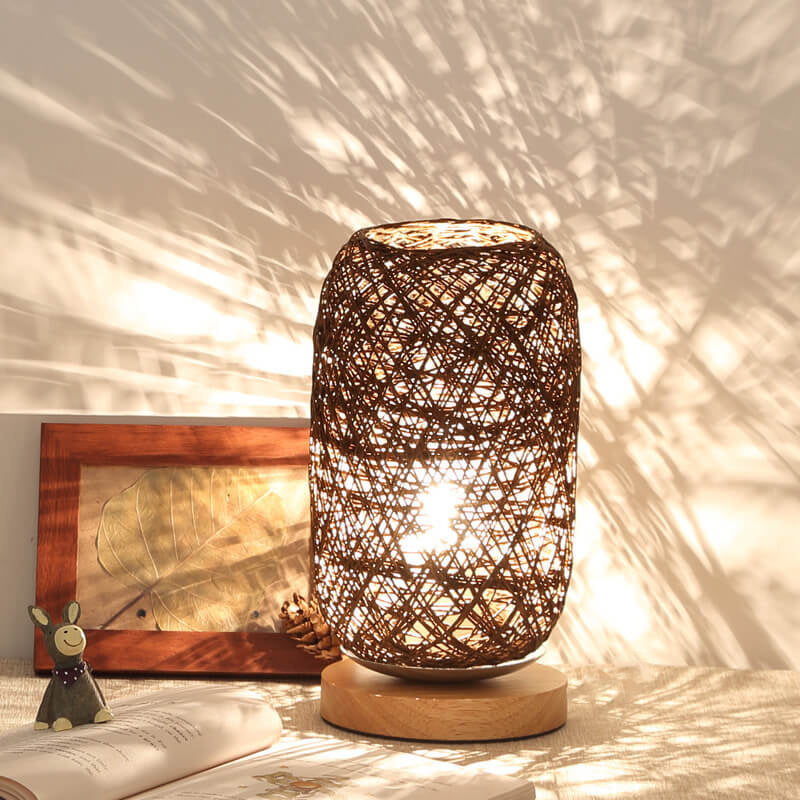 Dimmbar und dekorative Rattan-Kugel LED Tischlampe