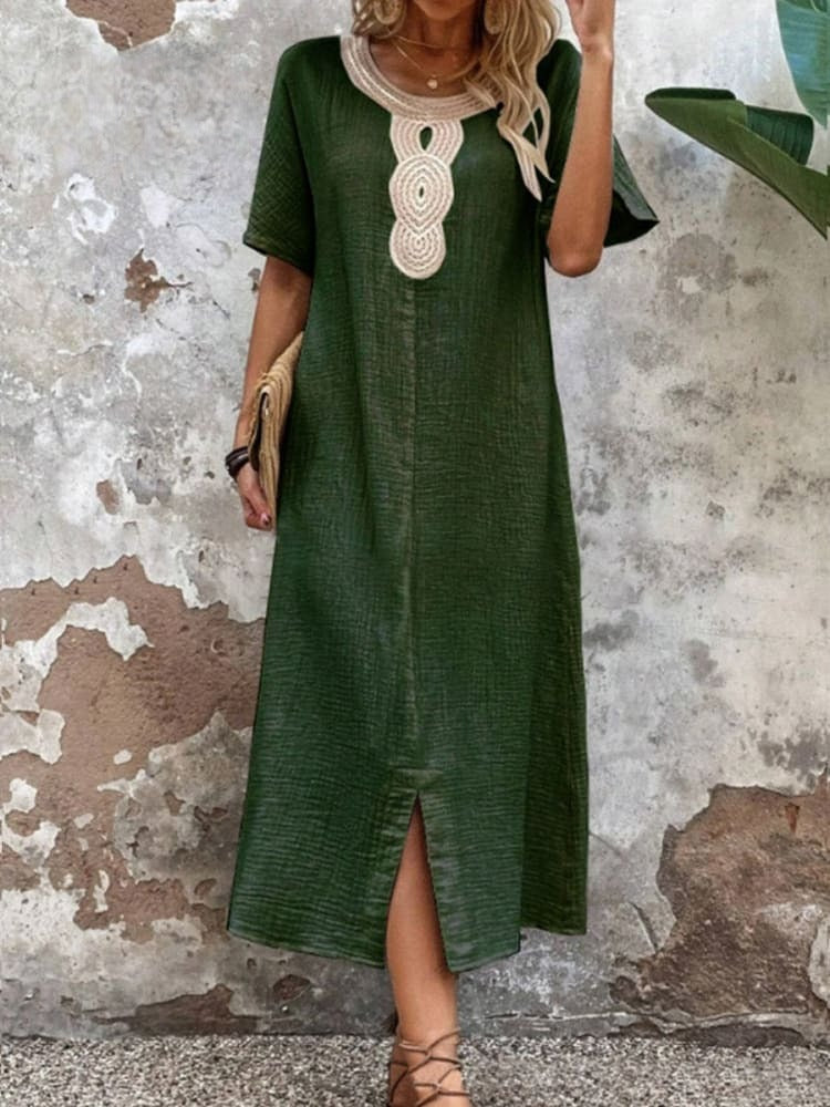 Ellen - Damenkleid aus normaler Baumwolle und Leinen