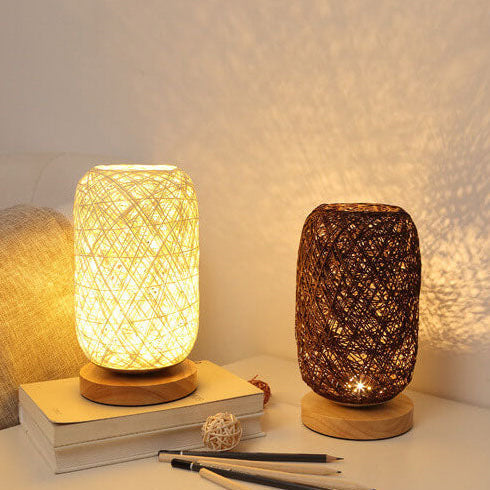 Dimmbar und dekorative Rattan-Kugel LED Tischlampe