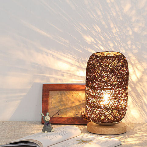 Dimmbar und dekorative Rattan-Kugel LED Tischlampe