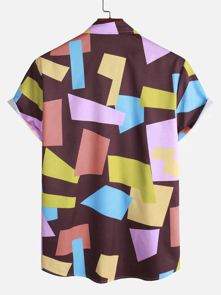 Raymund - Button-Down Hemd mit geometrischem Farbblockdruck