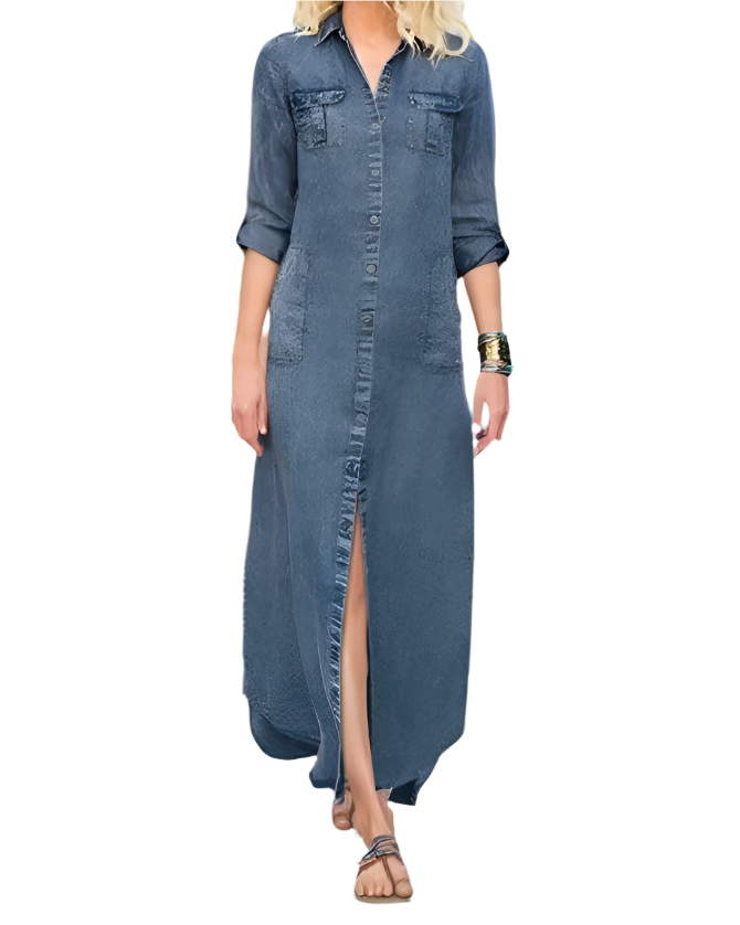 Florenz - Legerer Denimkleid mit lockerer Passform und Knöpfen