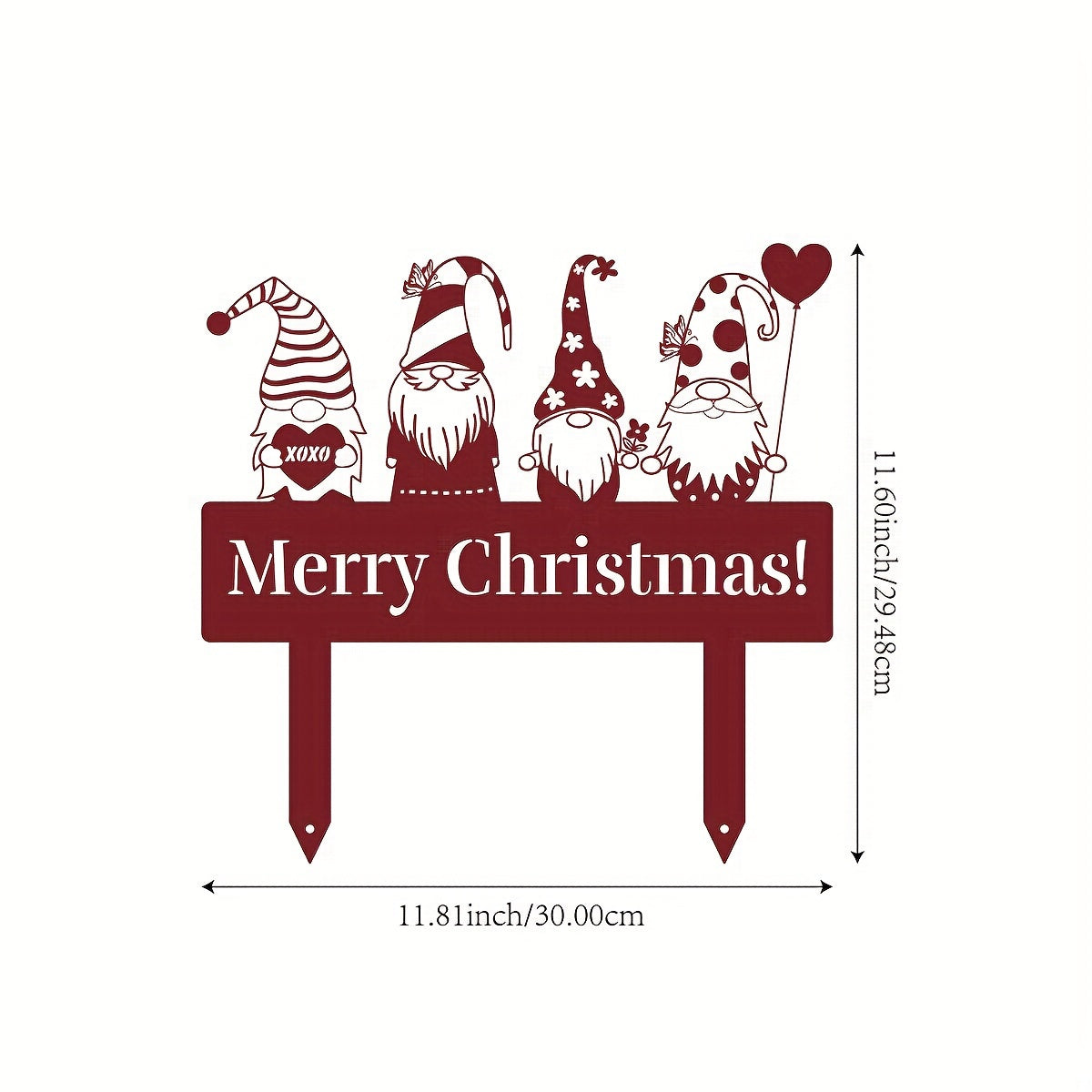 Gnomo navideño colorido pincho de jardín de metal