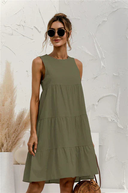 Flora - Hohe Hals ärmelloses Kleid