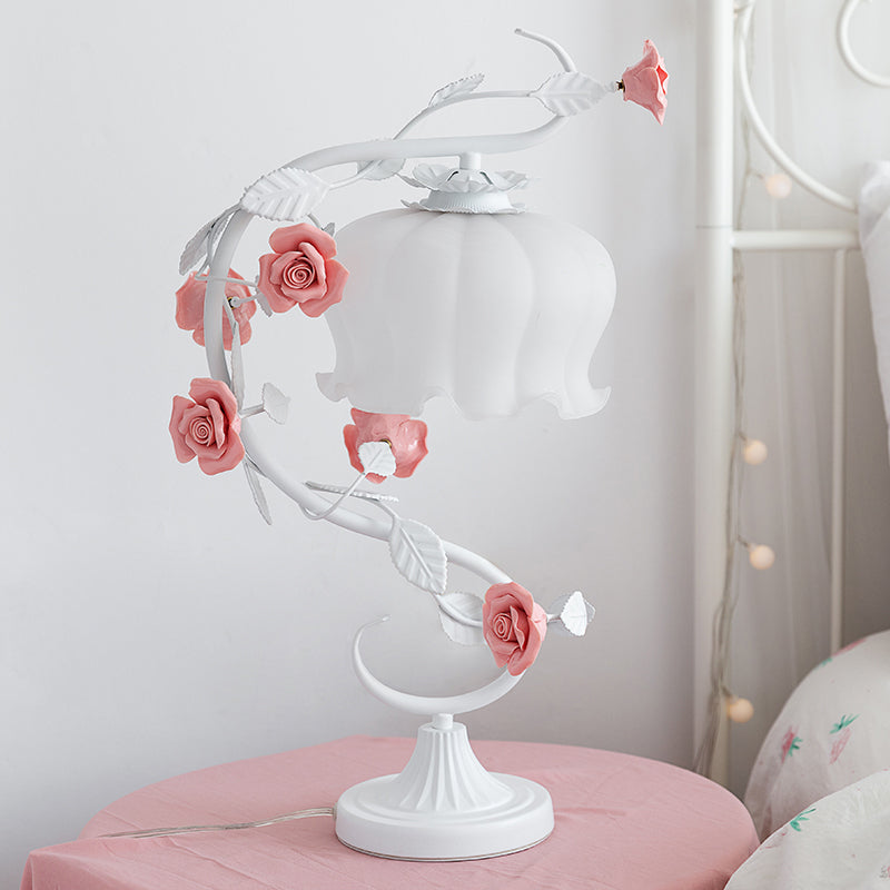 Rosabella - Elegante Blüte Glas Schreibtischlampe