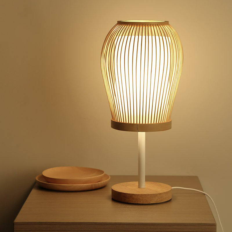 Vespera - Nordische Bambus-Tischlampe mit Soft Glow Stoffkern