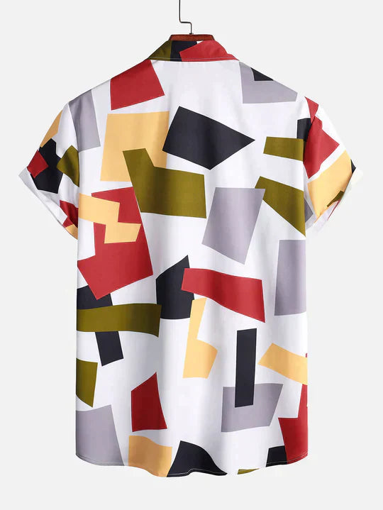 Raymund - Button-Down Hemd mit geometrischem Farbblockdruck