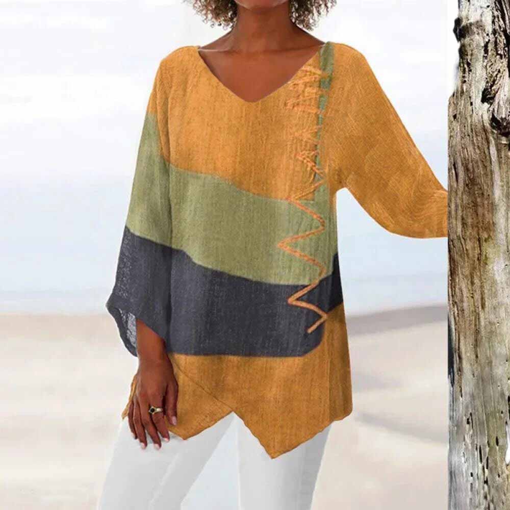 Carmen - Bequeme langärmlige Bluse mit V-Ausschnitt