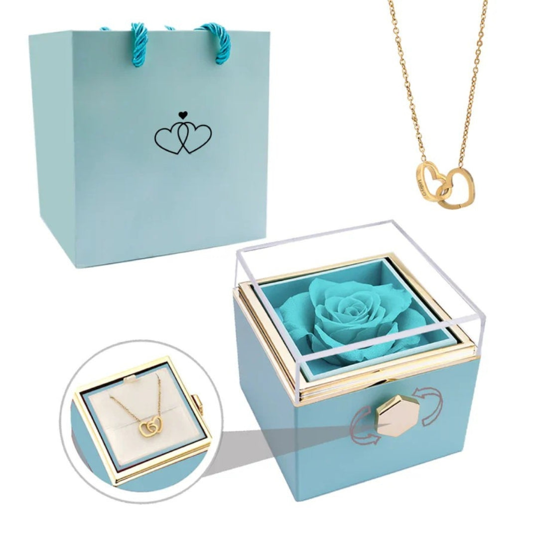 Ewige Rosen Geschenkbox mit versteckter persönlicher Halskette – Einzigartiges Geschenk zum Muttertag