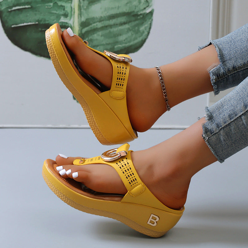 Marne - Sommer Frauen dicke Keilflip-Flops