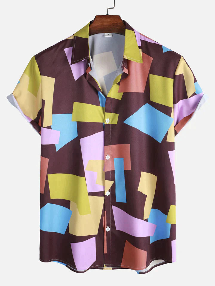 Raymund - Button-Down Hemd mit geometrischem Farbblockdruck