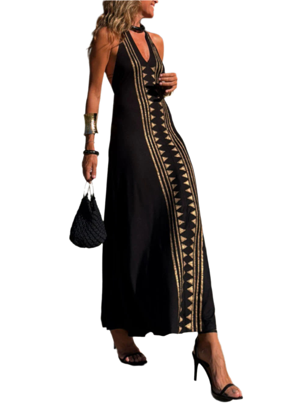 Leann - Langes Kleid mit geometrischem Druck