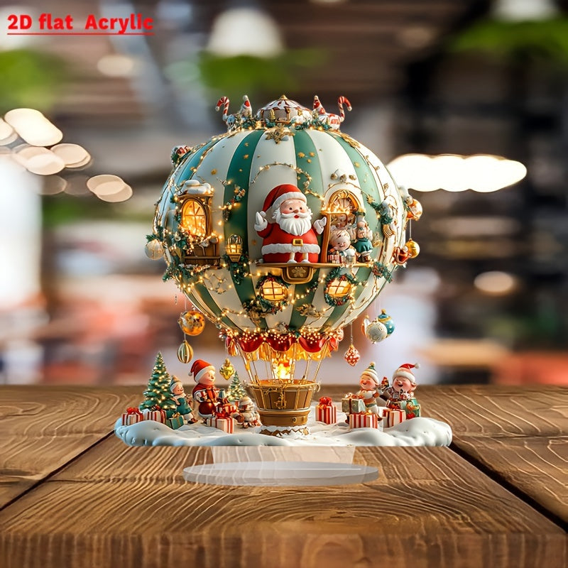 Boho-Stil Weihnachtsmann und Elfen im Weihnachtsballon Acryl-Dekoschild