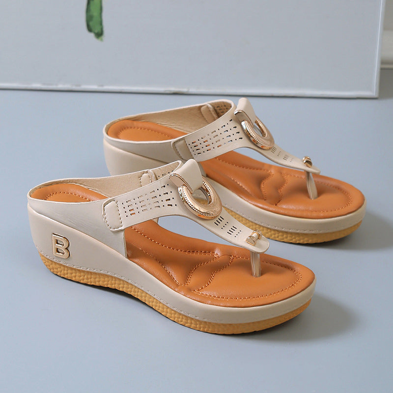 Marne - Sommer Frauen dicke Keilflip-Flops