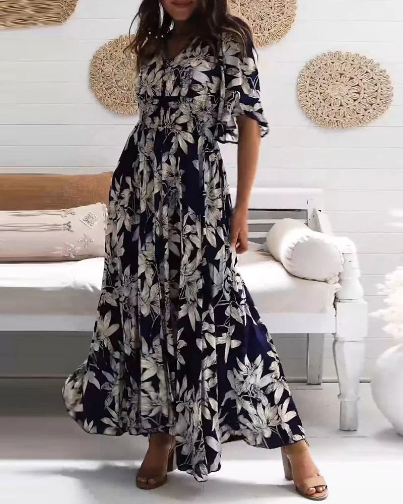 Lucia - Stilvolle geblümte Sommerkleid