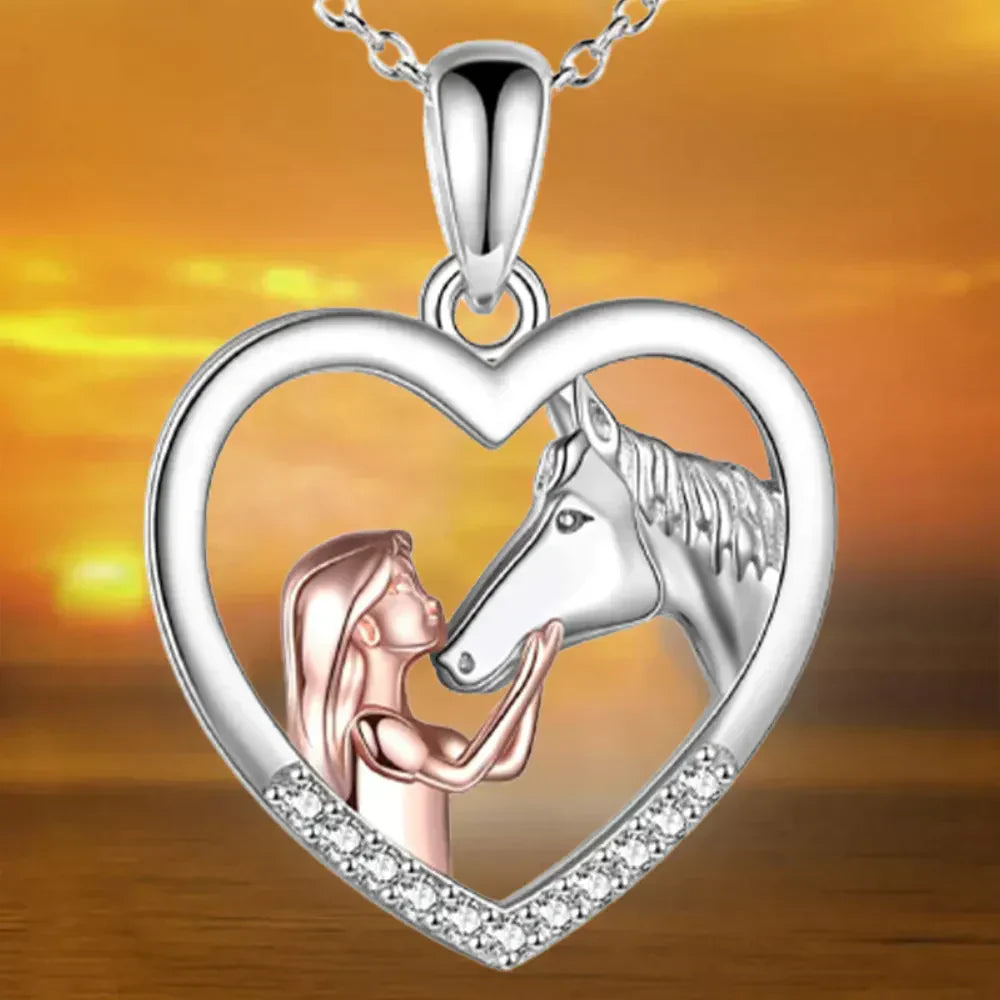 Hestekraft Herz-Halskette – Elegantes Geschenk für Pferdeliebhaber 1+1 Gratis