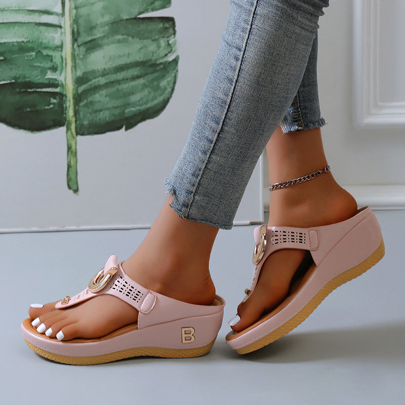 Marne - Sommer Frauen dicke Keilflip-Flops