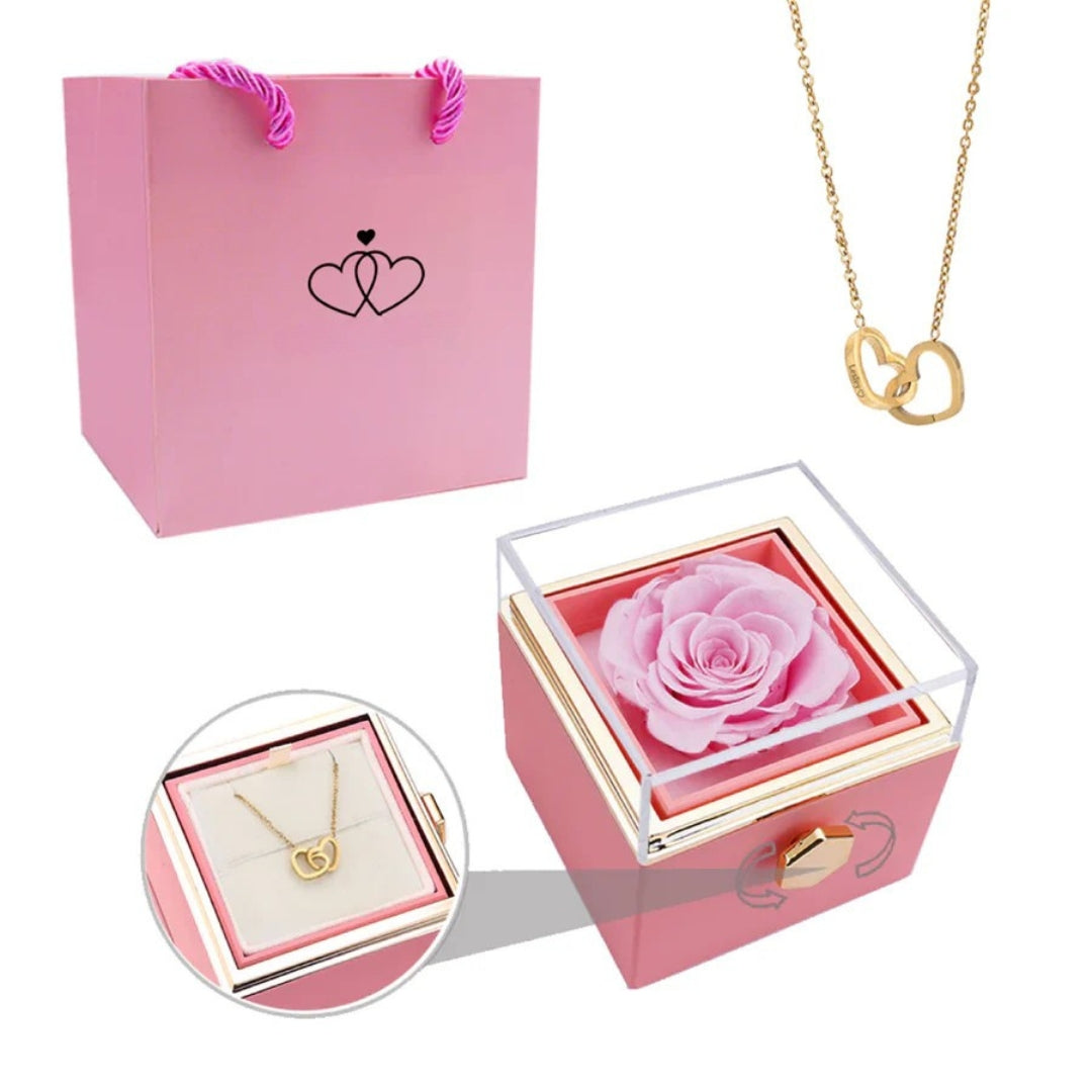 Ewige Rosen Geschenkbox mit versteckter persönlicher Halskette – Einzigartiges Geschenk zum Muttertag
