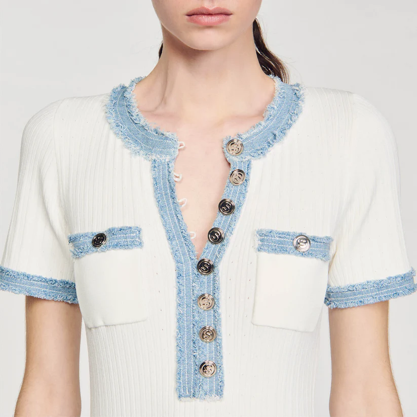 Billie - Denim-Patchwork-Knittedress