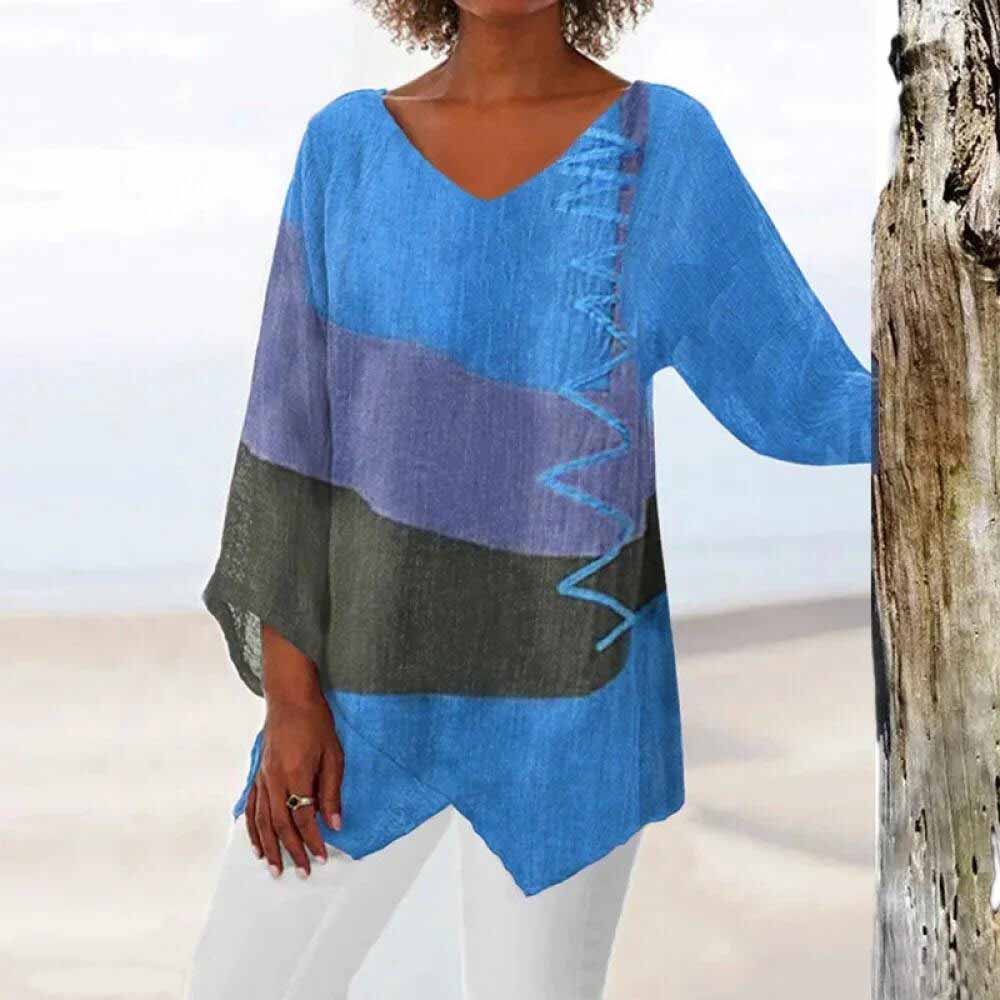 Carmen - Bequeme langärmlige Bluse mit V-Ausschnitt