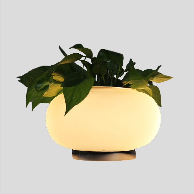 Elysian - Ovale Glas-LED-Tischlampe mit grünen Akzenten