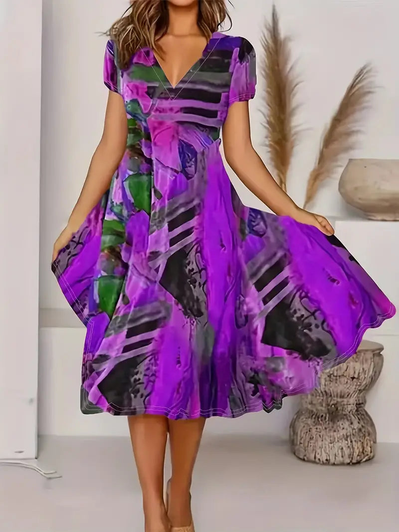Suzanne – Kurzärmliges Sommerkleid mit V-Ausschnitt