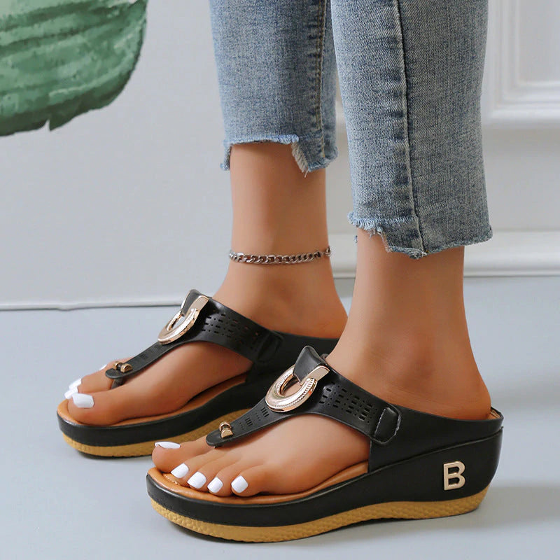Marne - Sommer Frauen dicke Keilflip-Flops