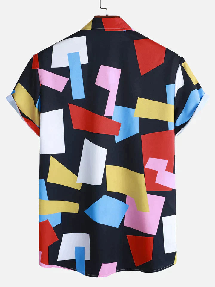 Raymund - Button-Down Hemd mit geometrischem Farbblockdruck