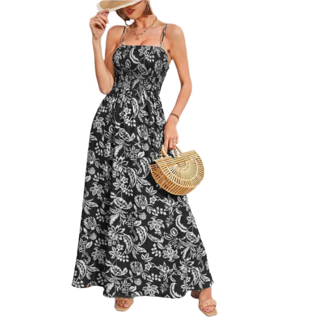 Alana - Spaghetti-Träger Flohende Maxikleid