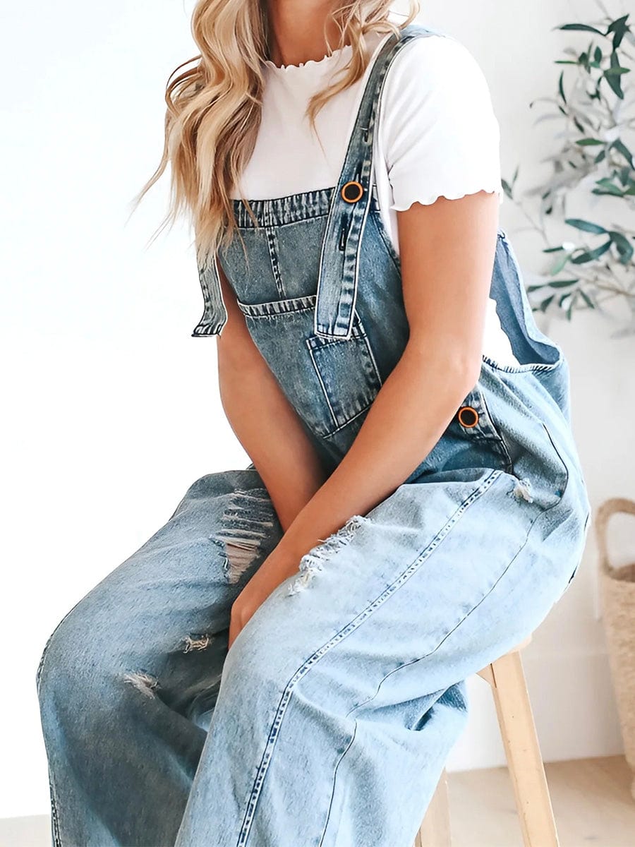 Finja - Ärmeloser Jumpsuit aus weitem Denim