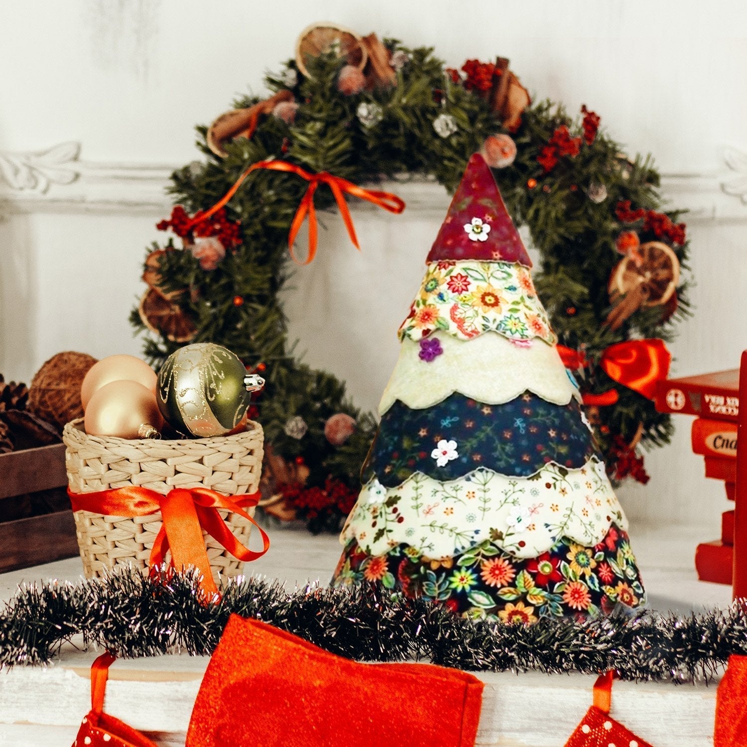 Handgefertigtes Quilting-Set für den Weihnachtsbaum