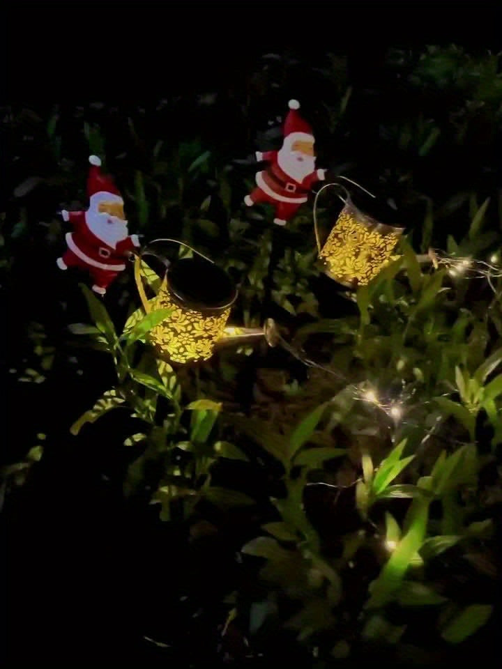 Solarbetriebene Weihnachtsmann-Teekanne Gartenlichter
